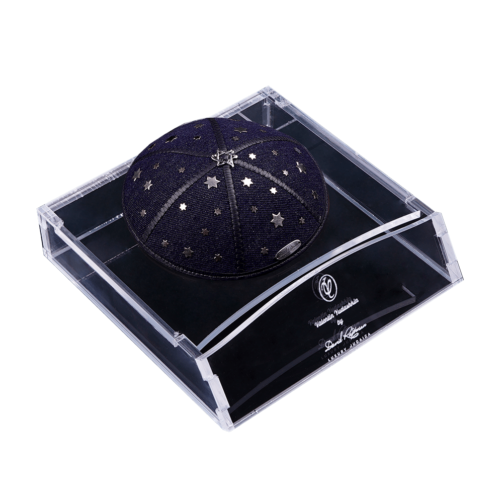 Kippah "Modern" "Starry Sky" made of denim with with dark blue edging, Valentin Yudashkin by David
