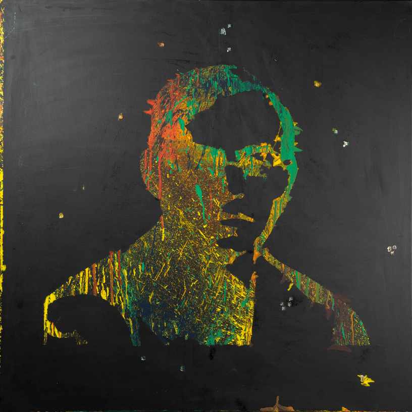 "Vladimir Ze`ev Jabotinsky" acrylic on black canvas