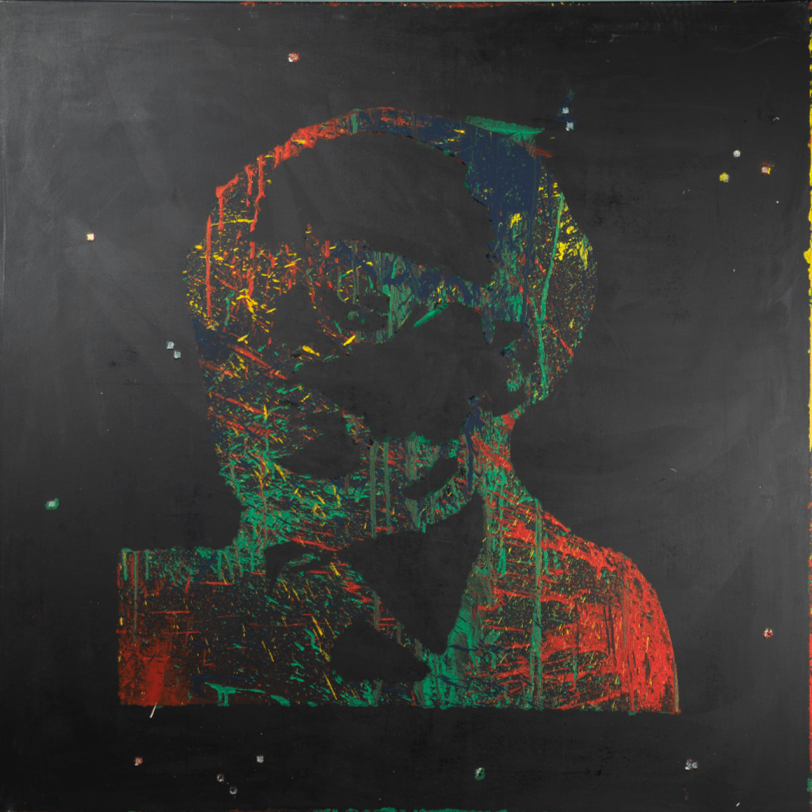 "Menachem Begin" acrylic on black canvas