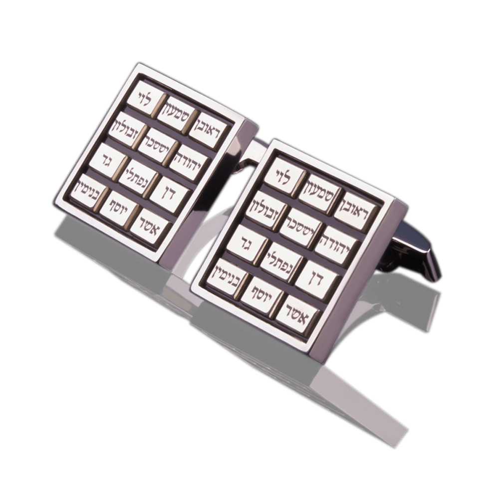 Silver cufflinks "Twelve Tribes" with black onyx