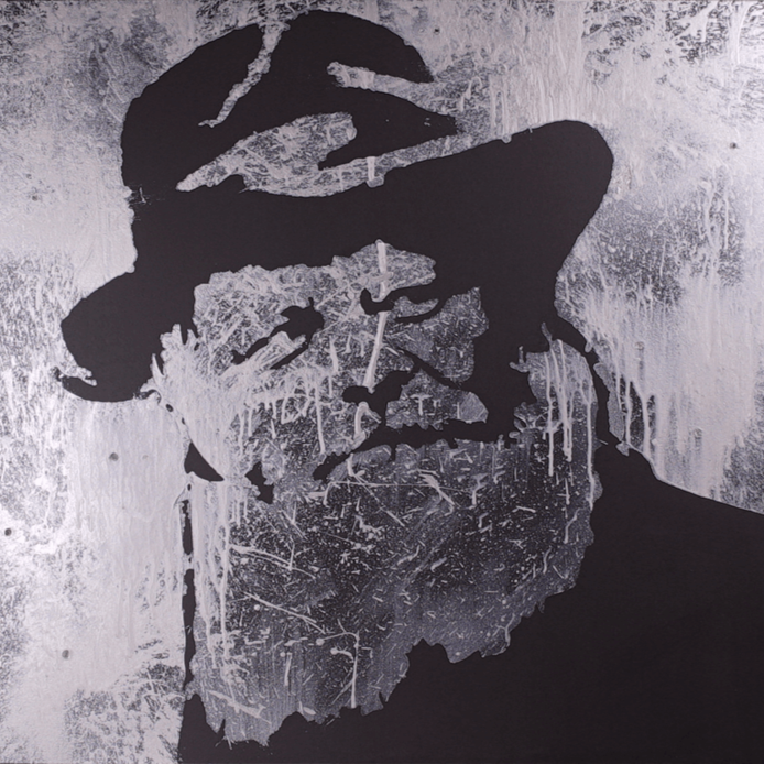 "Rebbe" acrylic on black canvas