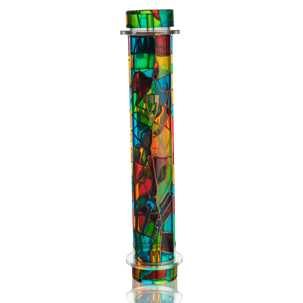 Case for mezuzah "Jerusalem" with art "Letters of the Hebrew Alphabet"