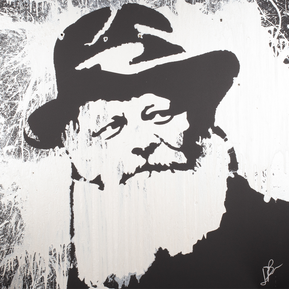 "Rebbe" acrylic on black canvas