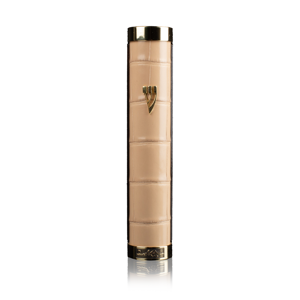 Case for mezuzah "Tzfat" made of crocodile