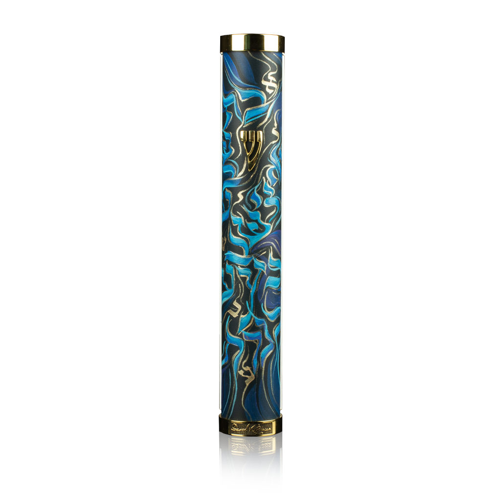 Case for mezuzah "Jerusalem" with art "Letters of the Hebrew Alphabet"
