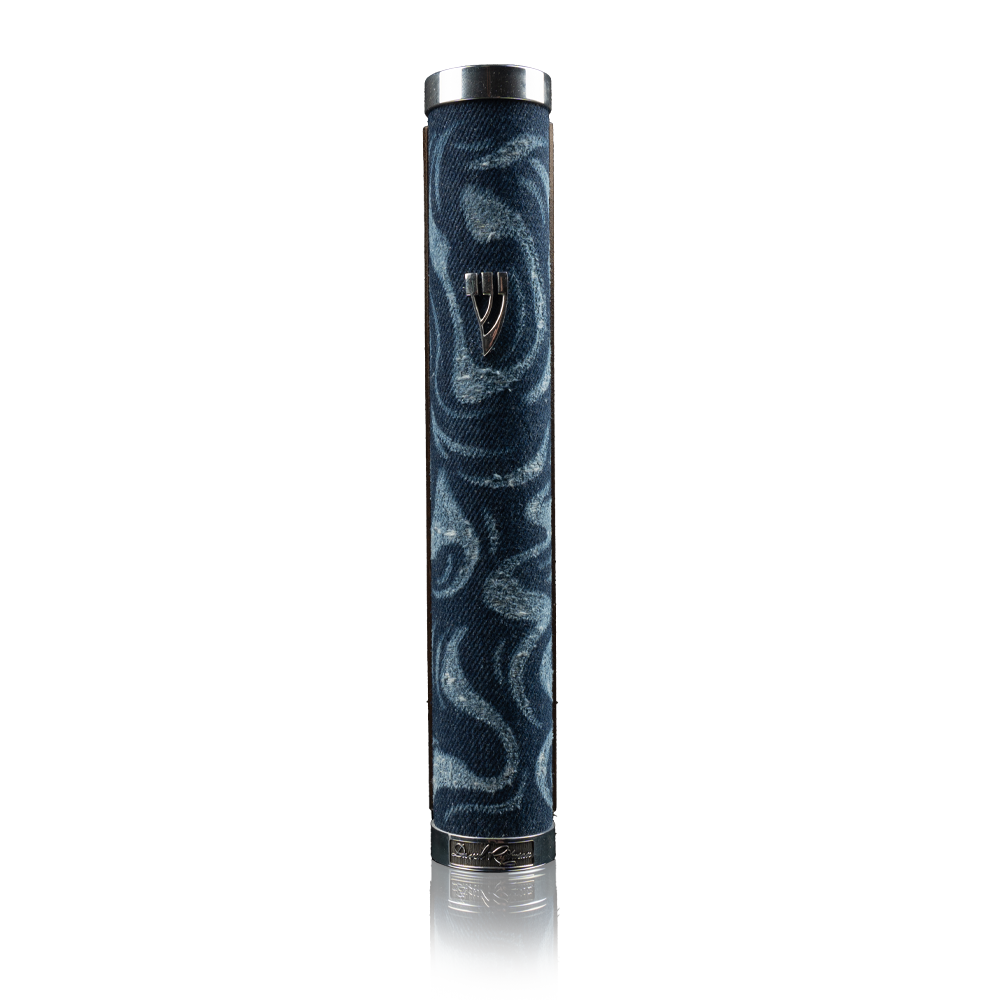 Case for mezuzah "Jerusalem" with art "Abstraction" made of denim