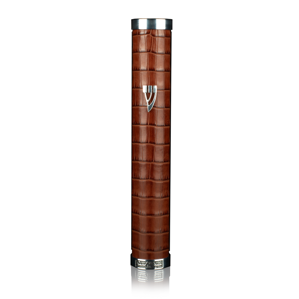 Case for mezuzah "Jerusalem" made of crocodile