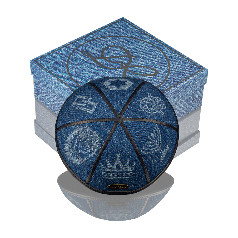 Kippah "770" made of denim with pattern