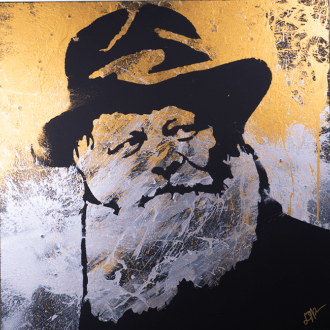 "Rebbe" acrylic on black canvas