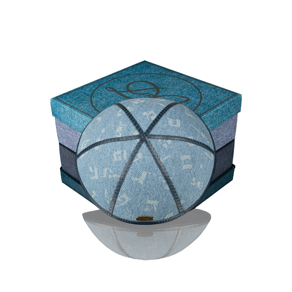 Kippah "770" made of denim "Letters of the Hebrew alphabet"