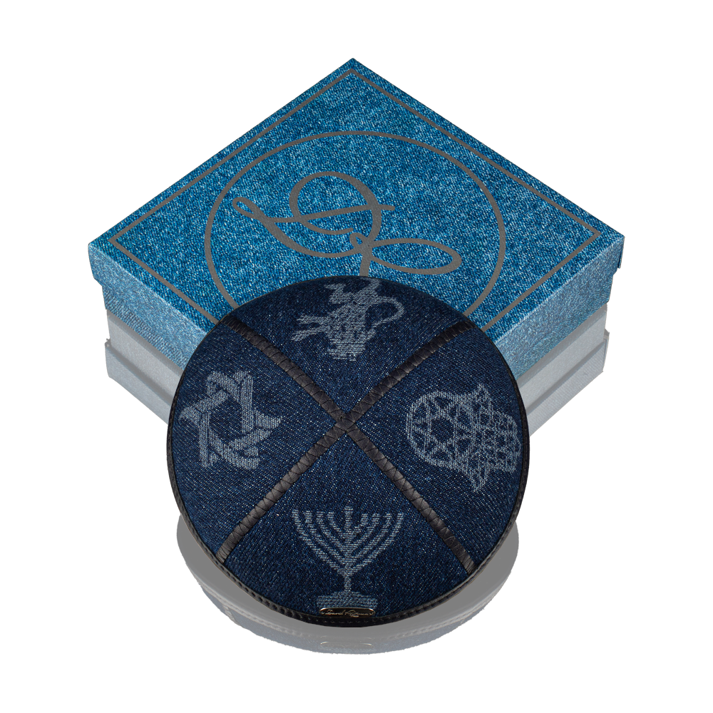 Kippah "Classic" made of denim with pattern