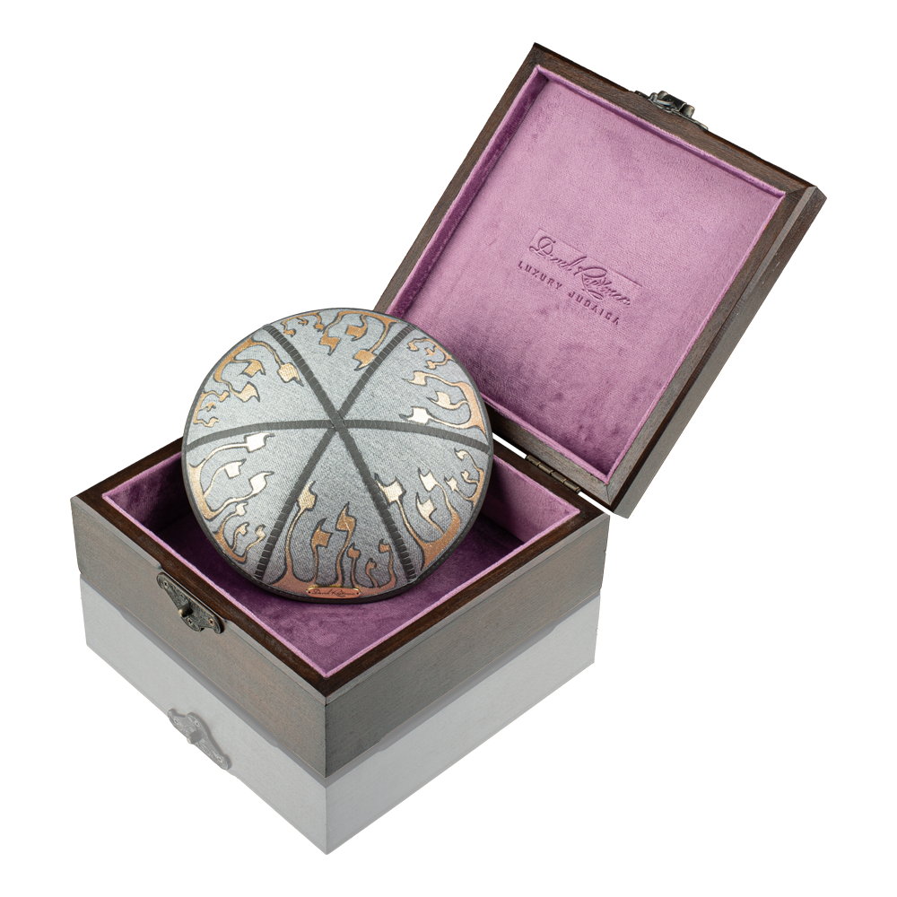 Kippah "770" made of denim with art "Letters of the Hebrew alphabet"