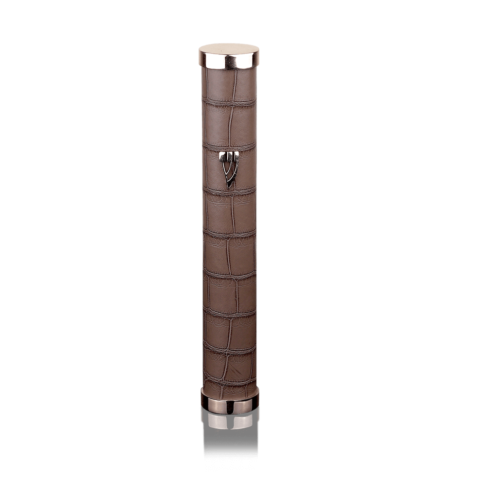 Case for mezuzah "Jerusalem" made of crocodile