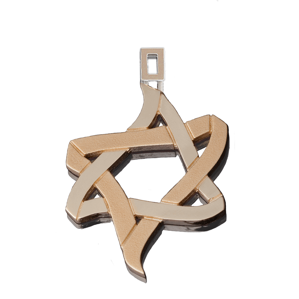 Pendant "Ice and Fire" made of matt and glossy gold