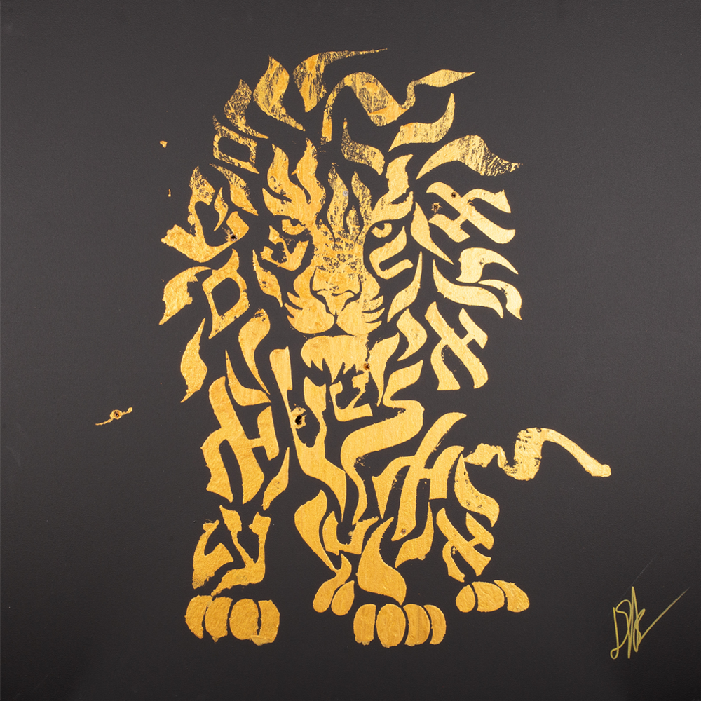 "Lion Spirit" acrylic on black canvas