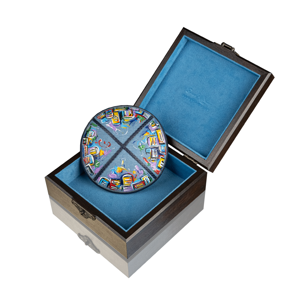 Kippah "Classic" made of denim with art "Jerusalem"