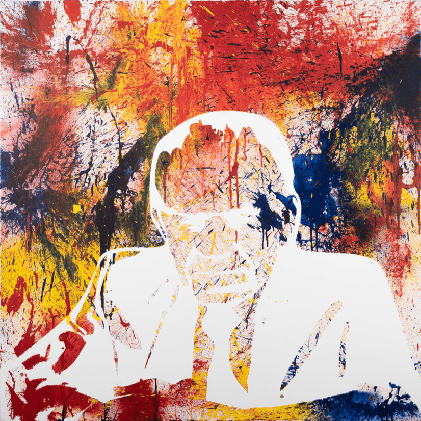 "Yitzhak Shamir" acrylic on white canvas