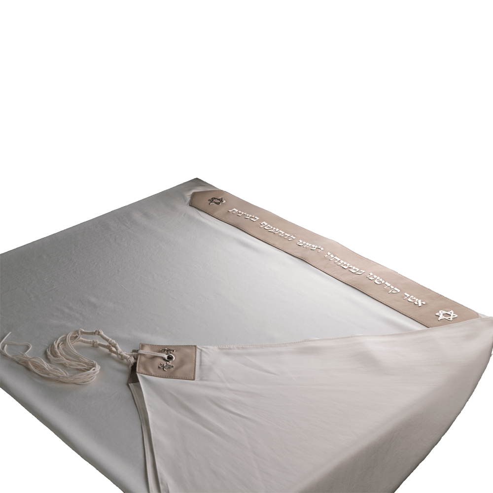 Tallit "Star of David" made of silk with leather