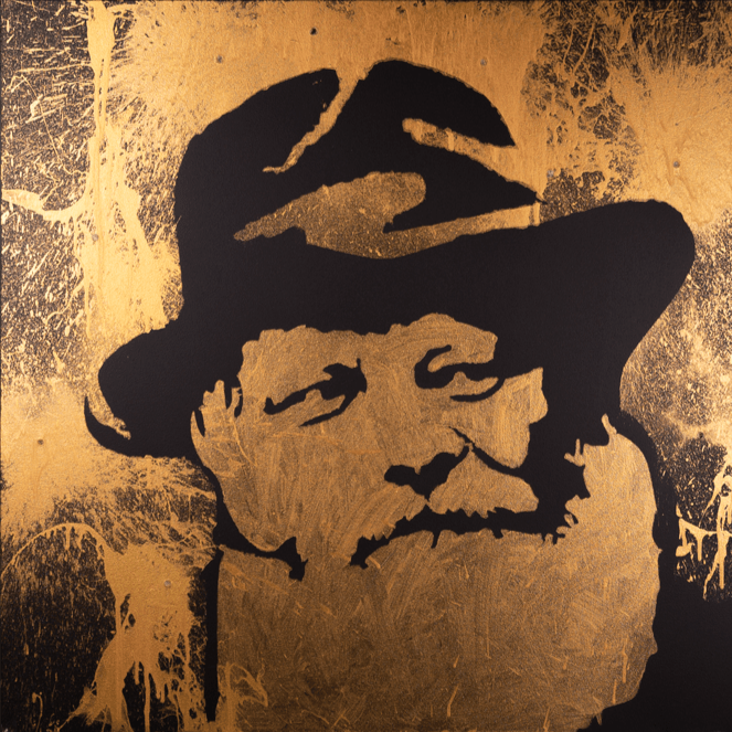 "Rebbe" acrylic on black canvas