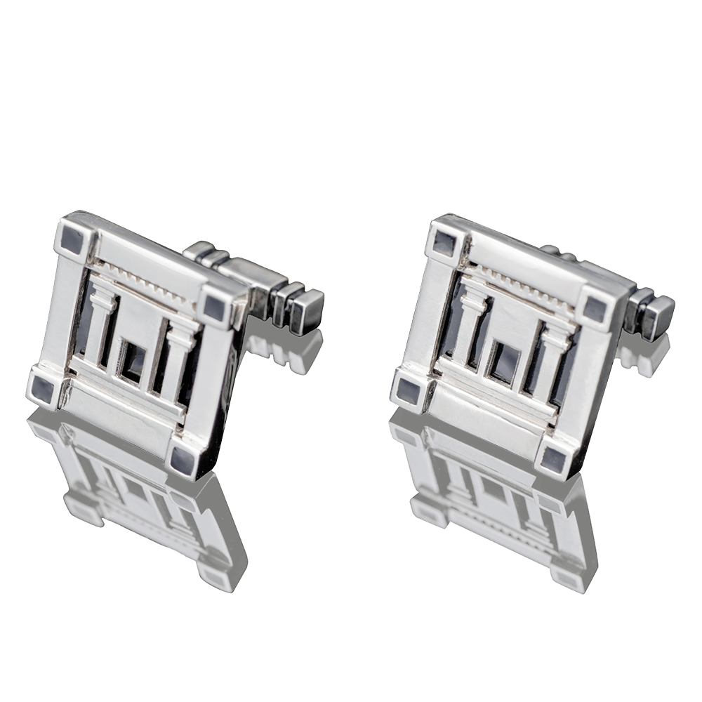 Silver cufflinks "Jerusalem Temple" with black enamel