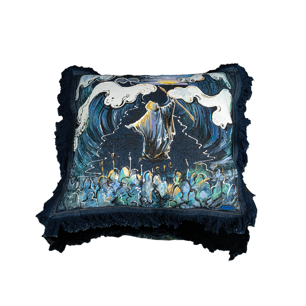 Pillow for Pesach with art "Moses" made of denim