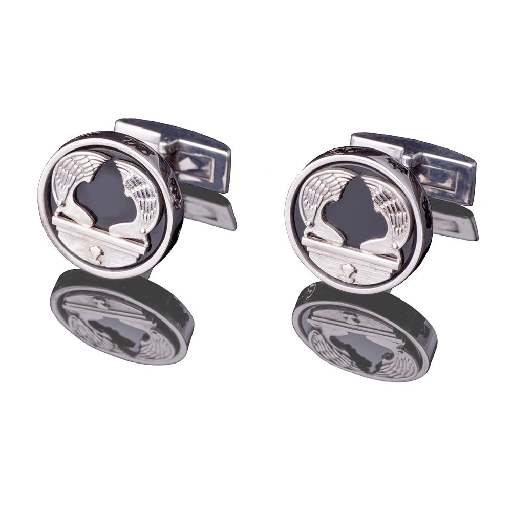 Silver cufflinks "Angels Kruvim" with black onyx