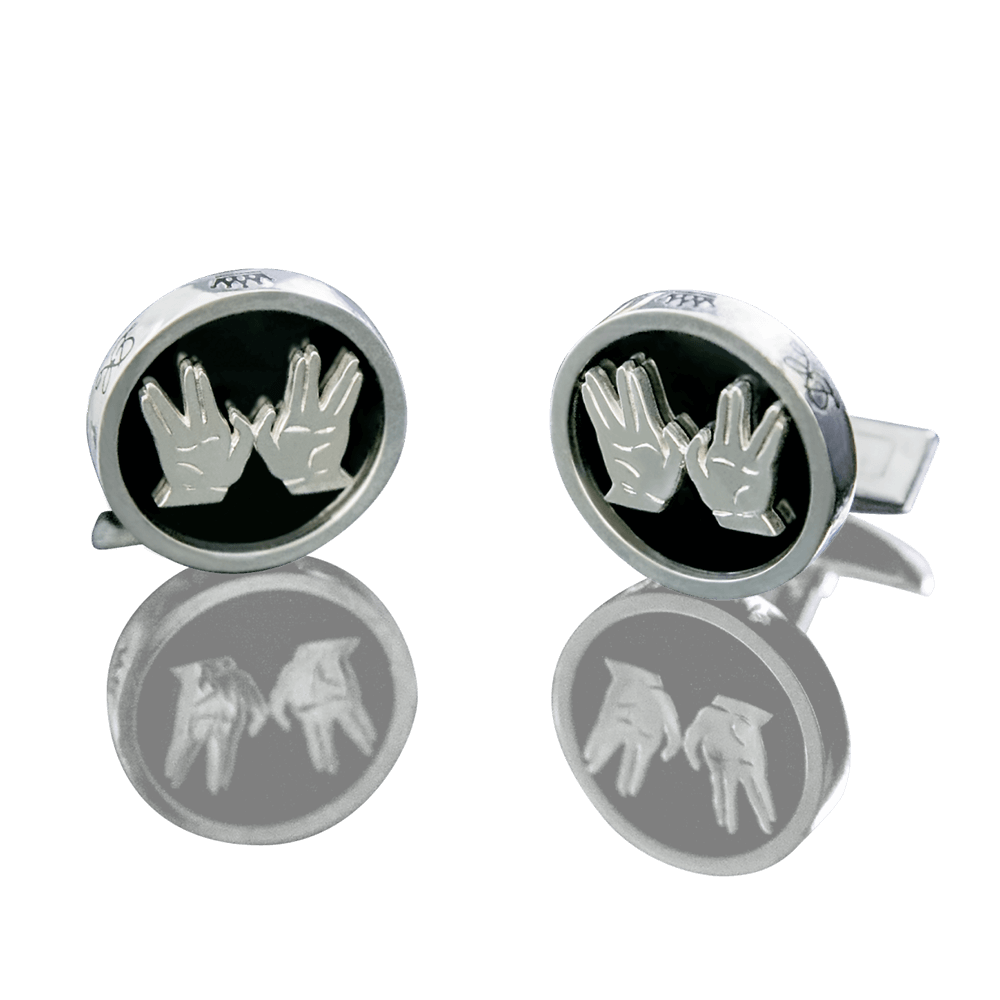 Silver cufflinks "Kohen Blessing" with black onyx