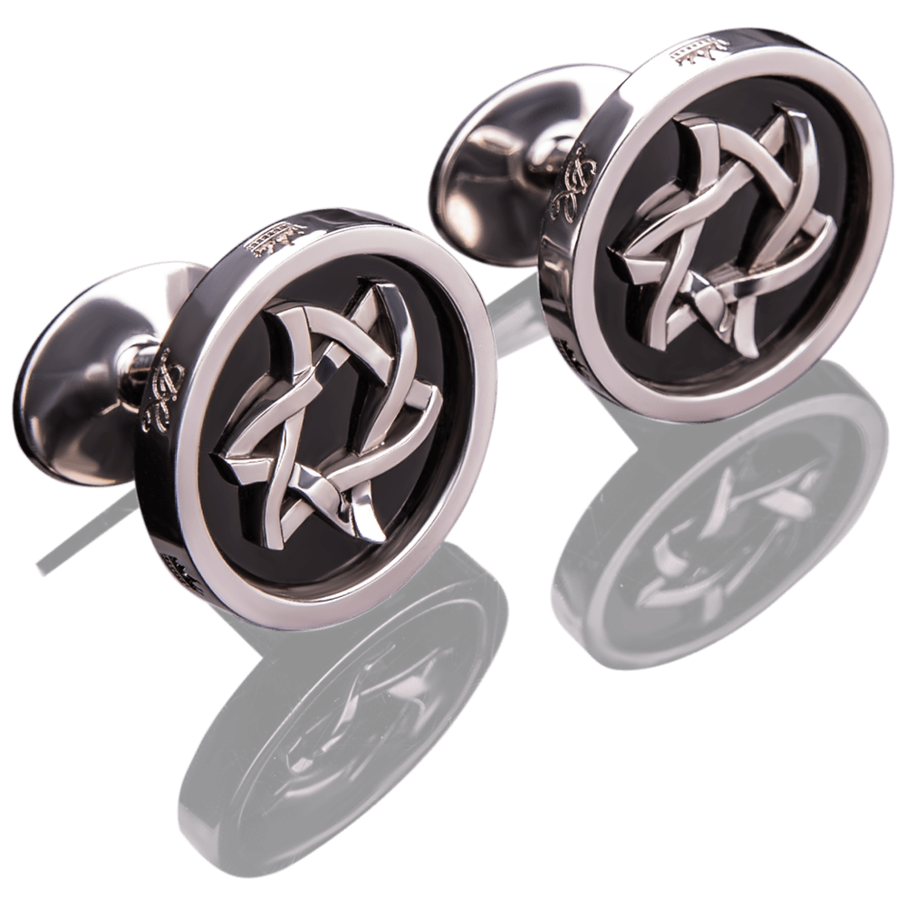 Silver cufflinks "Ice and Fire" with black onyx