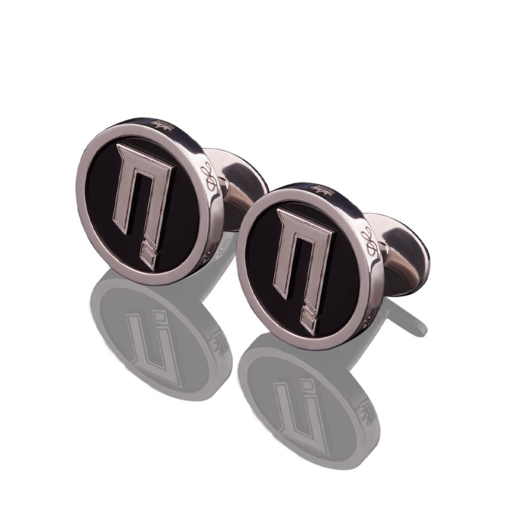 Silver cufflinks "Chay" with black onyx