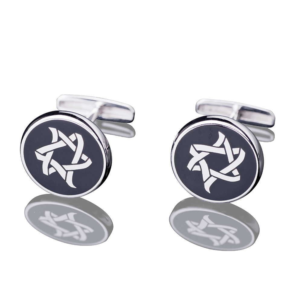 White gold cufflinks "Ice and Fire" with black enamel