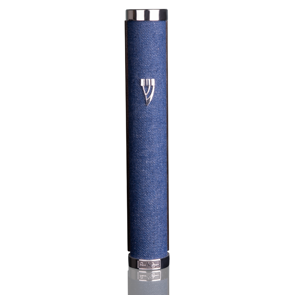 Case for mezuzah "Jerusalem" made of denim