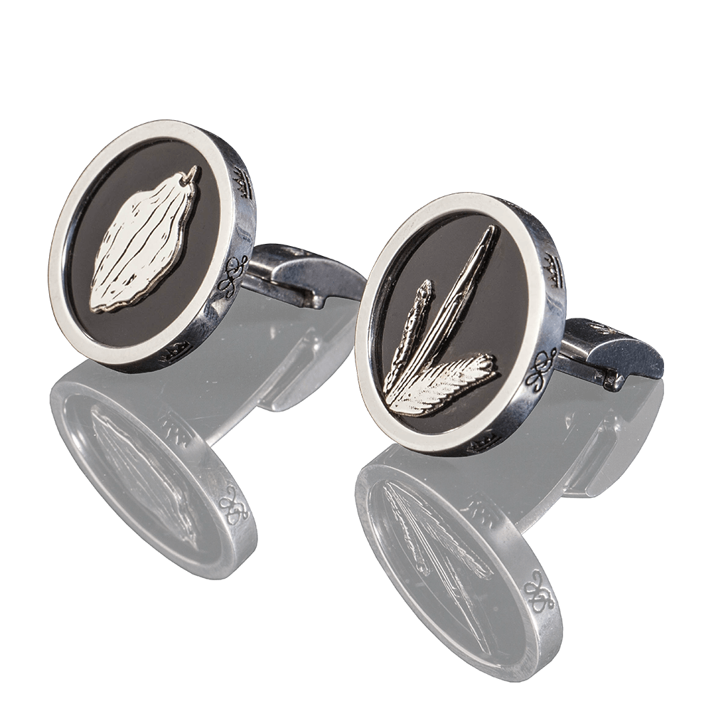 Silver cufflinks "Sukkot" with black onyx