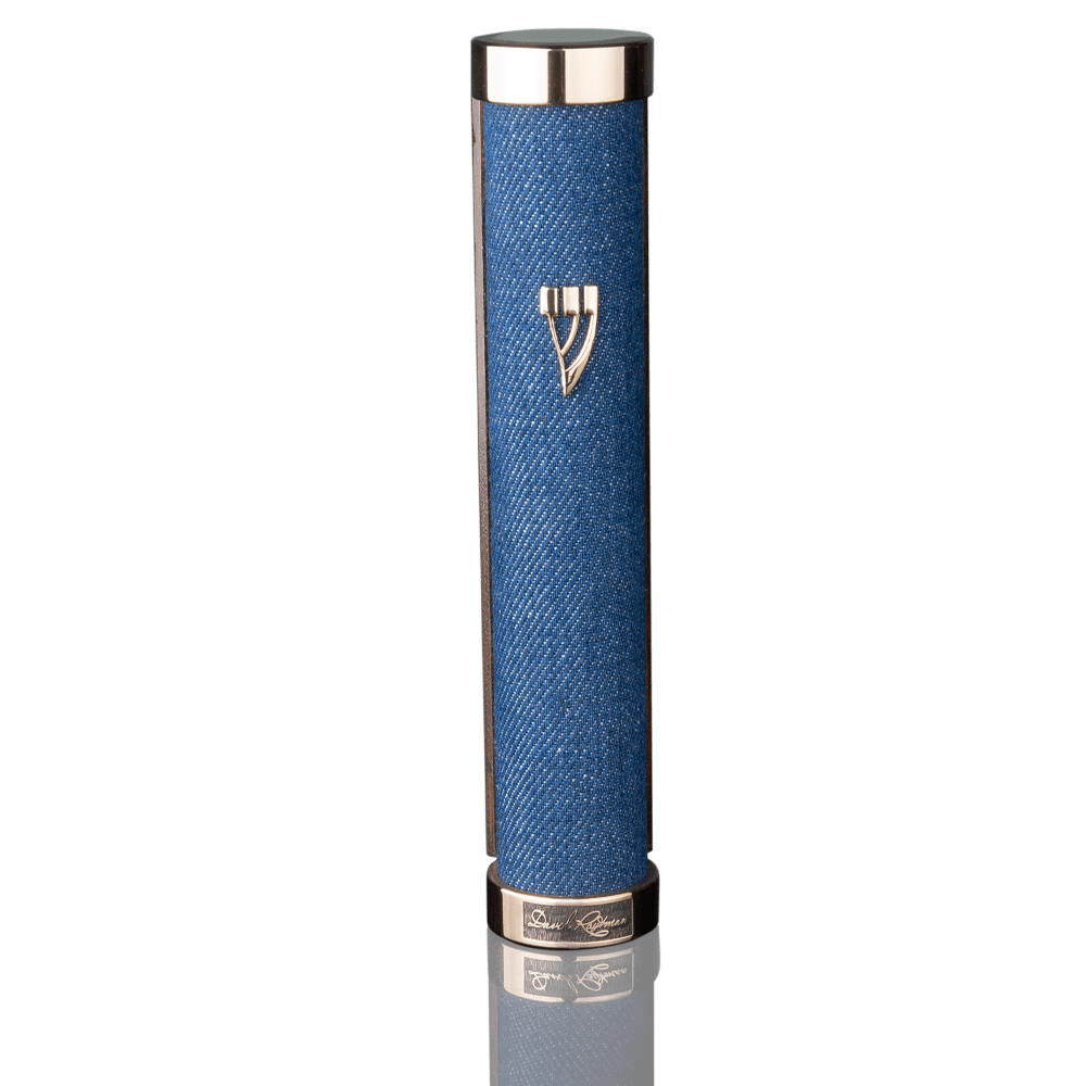 Case for mezuzah "Tzfat" made of denim