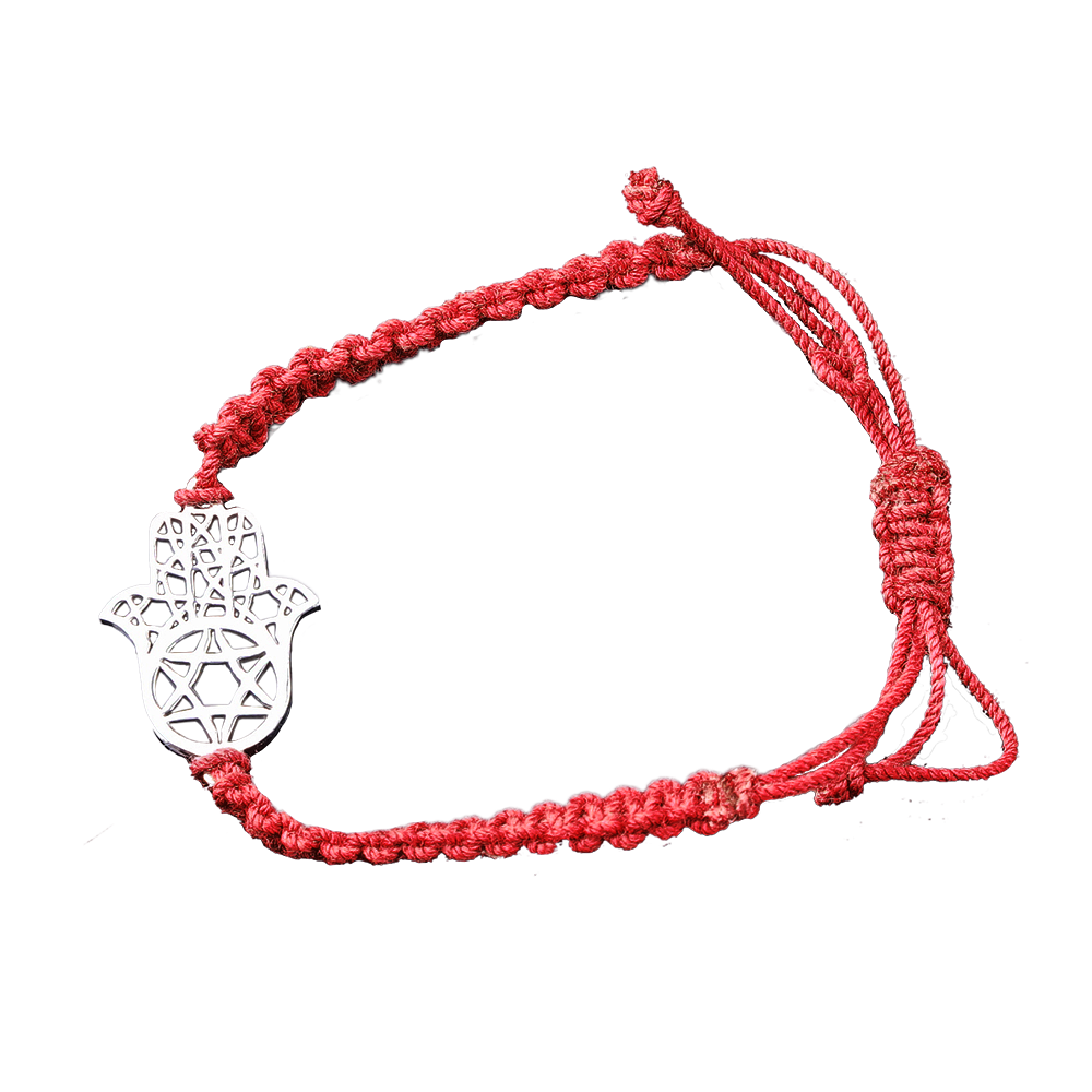 Bracelet "Hamsa with ornament and Stars of David" with silver