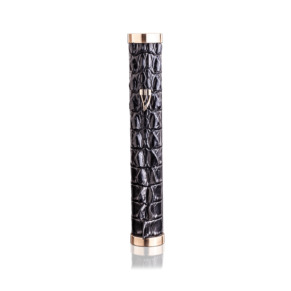 Case for mezuzah "Jerusalem" made of crocodile