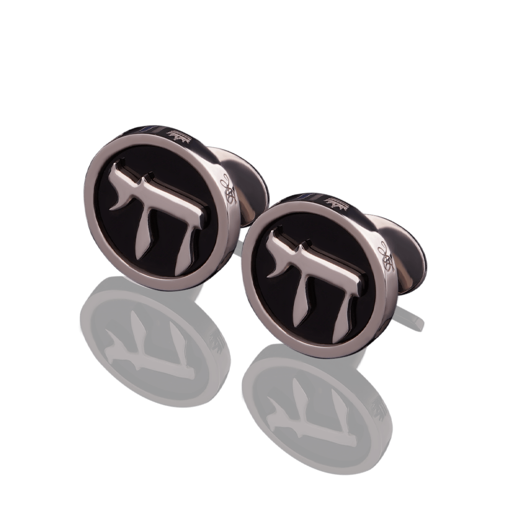 Silver cufflinks "Chay" with black onyx