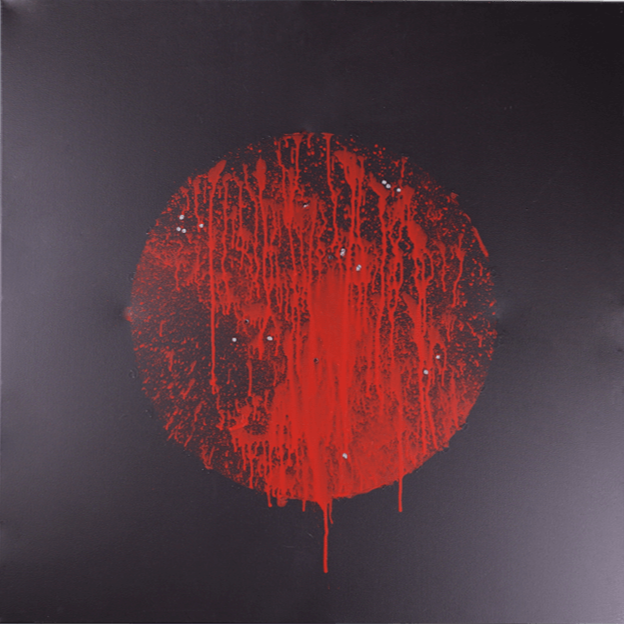 "Bloody moon" acrylic on black canvas