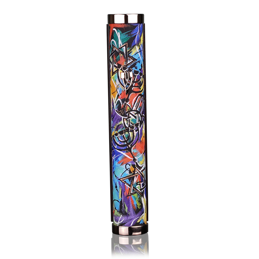 Case for mezuzah "Jerusalem" with art "Abstraction"