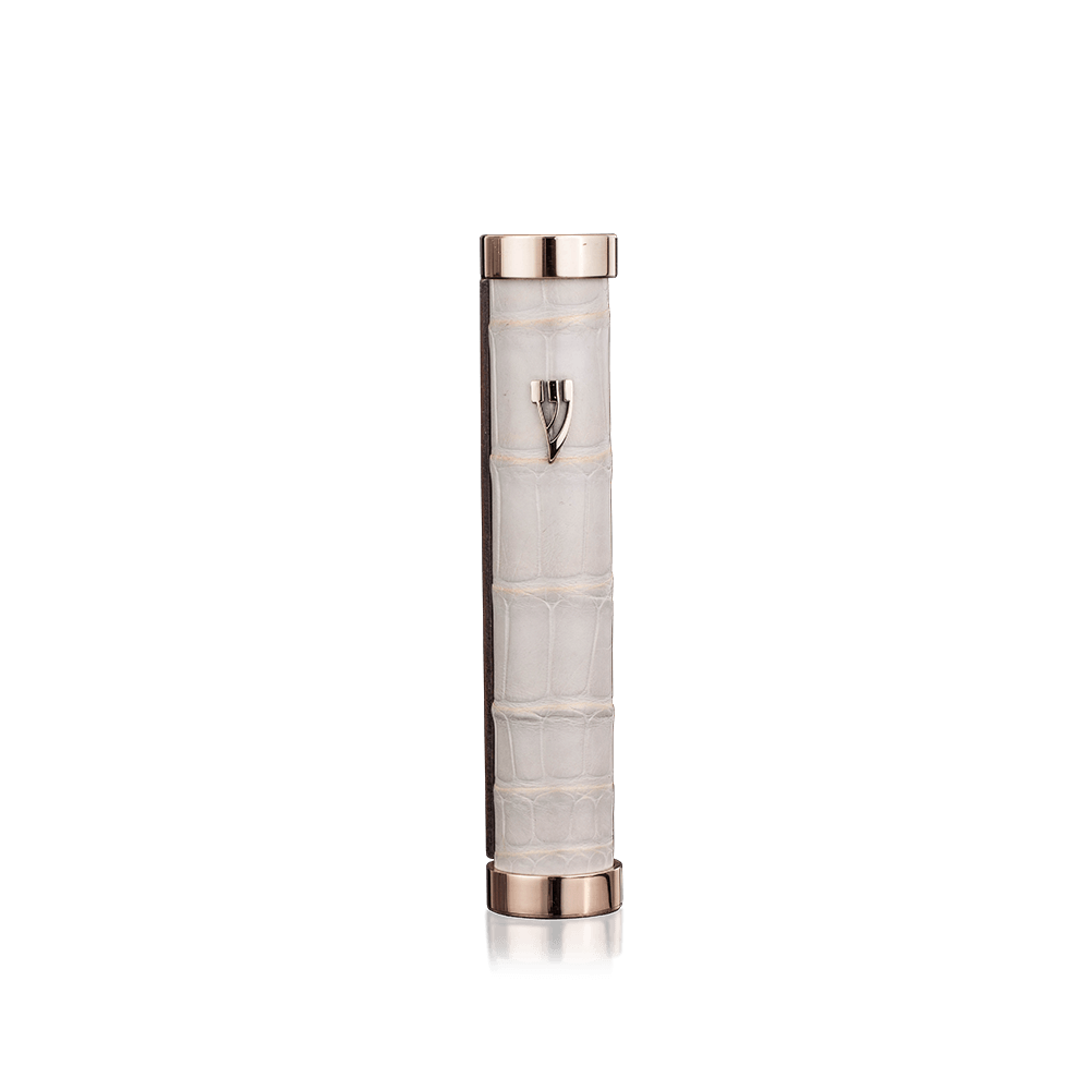 Case for mezuzah "Tzfat" made of crocodile