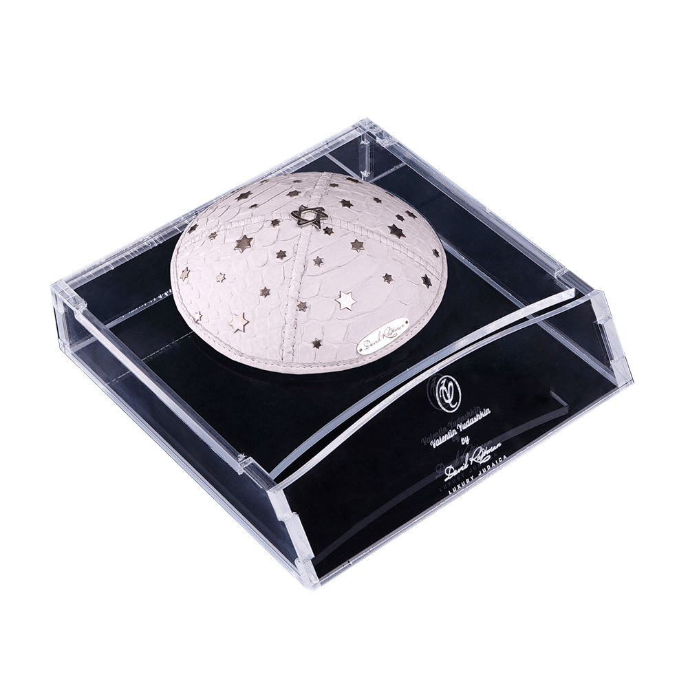 Kippah "Classic" "Starry Sky" made of white python, Valentin Yudashkin by David Roytman