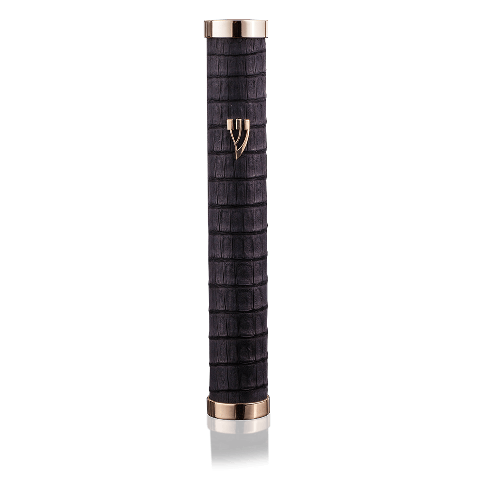 Case for mezuzah "Jerusalem" made of caiman