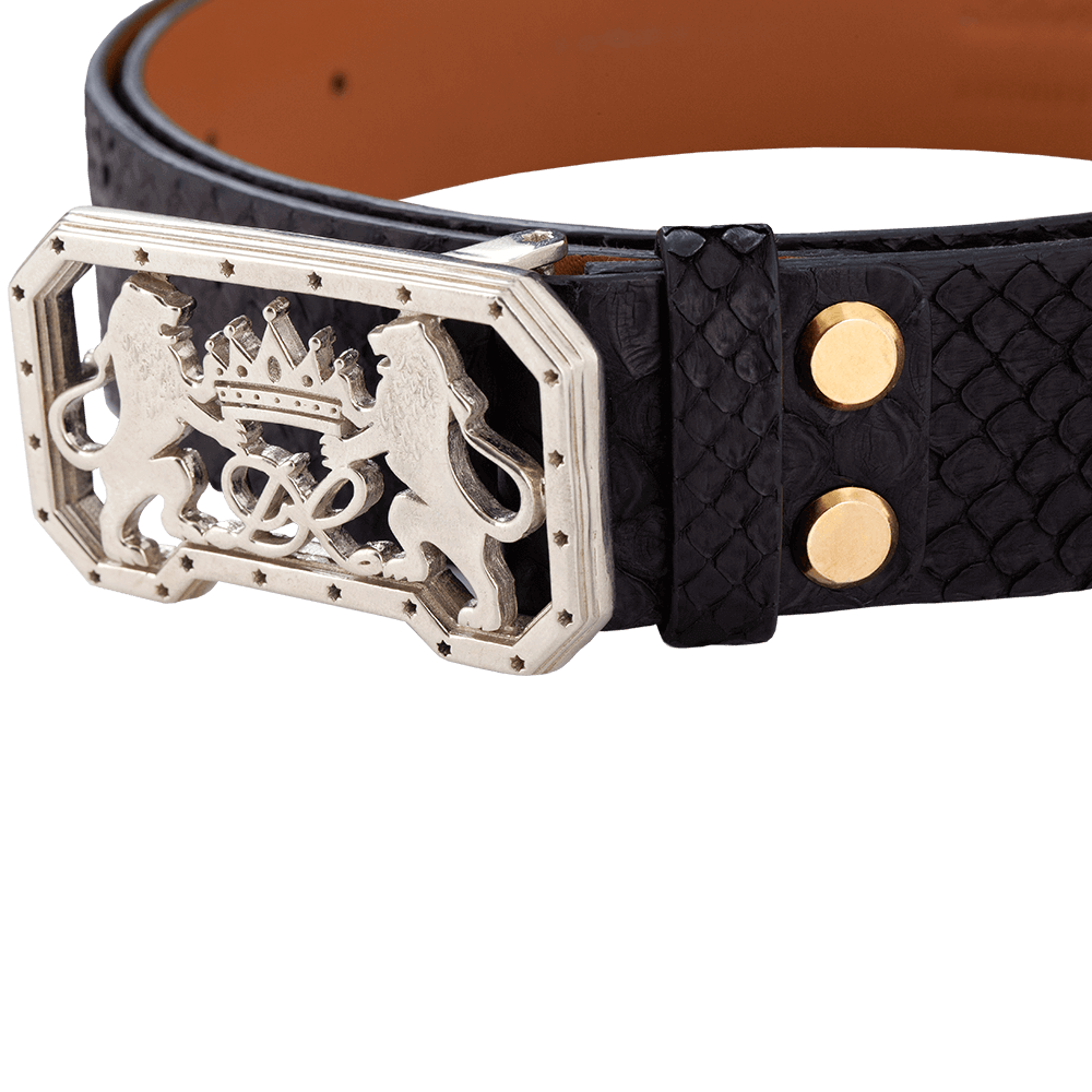 Belt made of black python leather