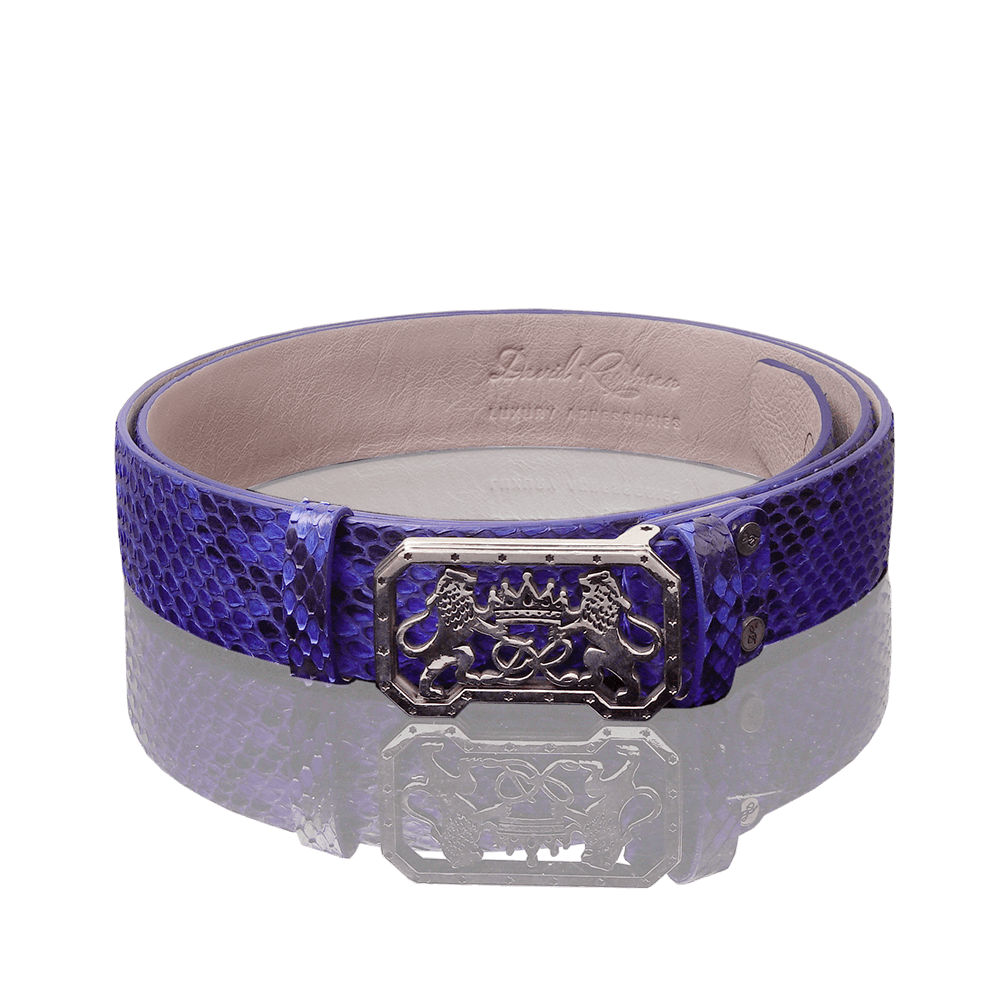 Belt made of blue python leather