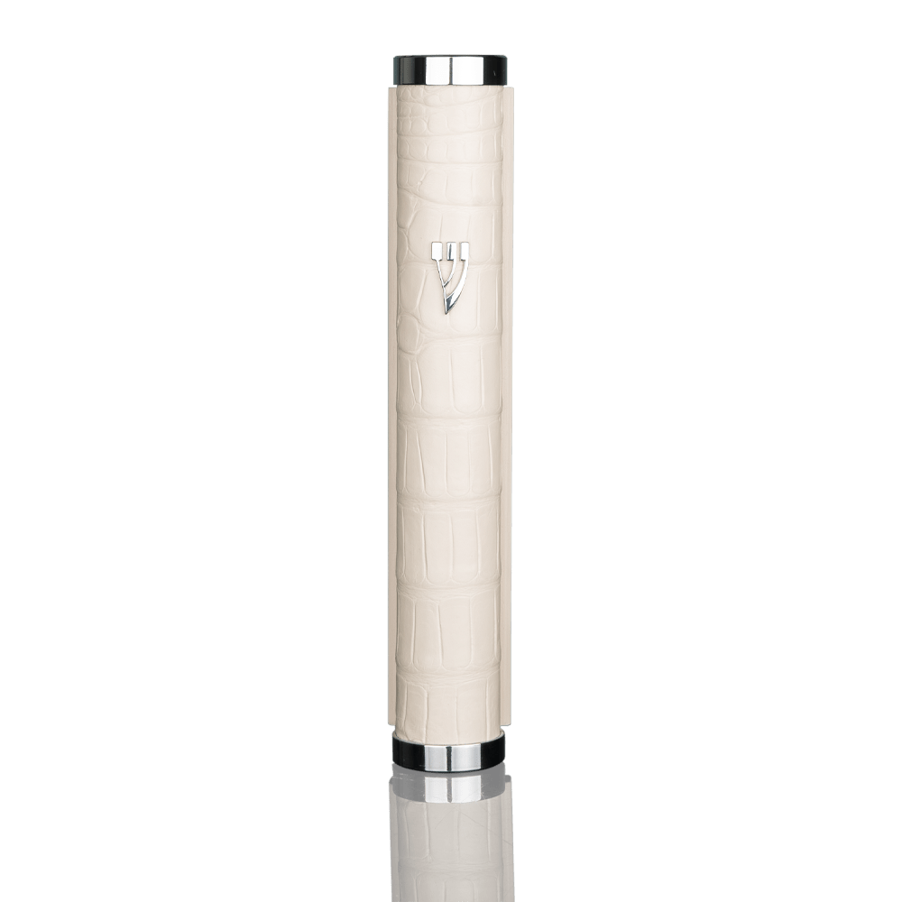 Case for mezuzah "Jerusalem" made of crocodile