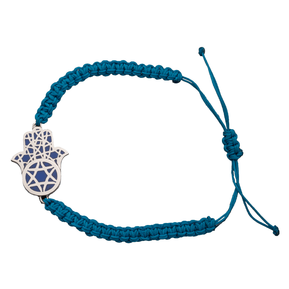 Bracelet "Hamsa with ornament and Stars of David" with silver and enamel
