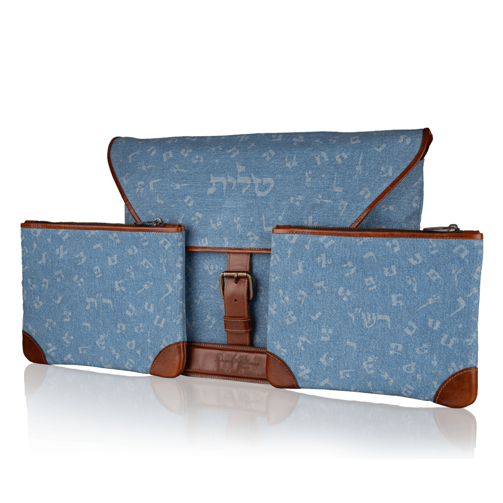 Set "770" for Tallit and Tefillin with letters made of denim