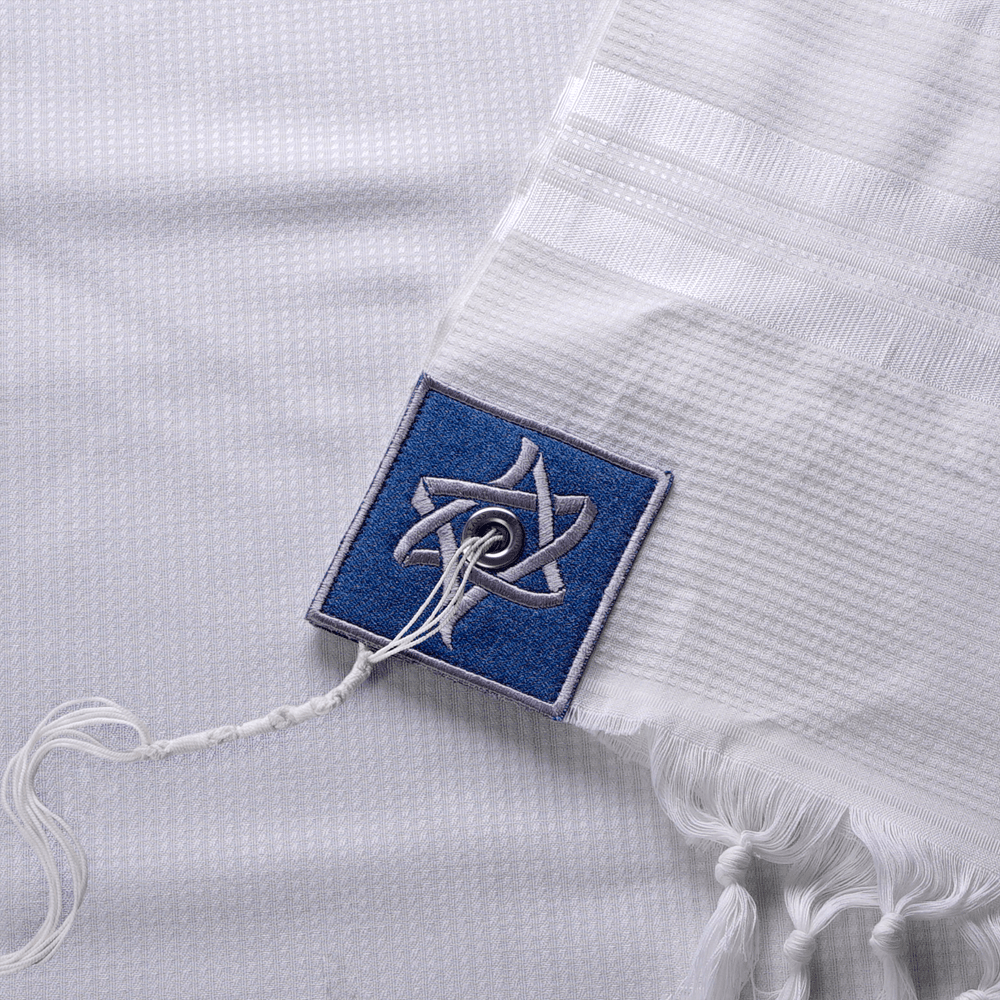 Tallit "Miron" made of wool with denim