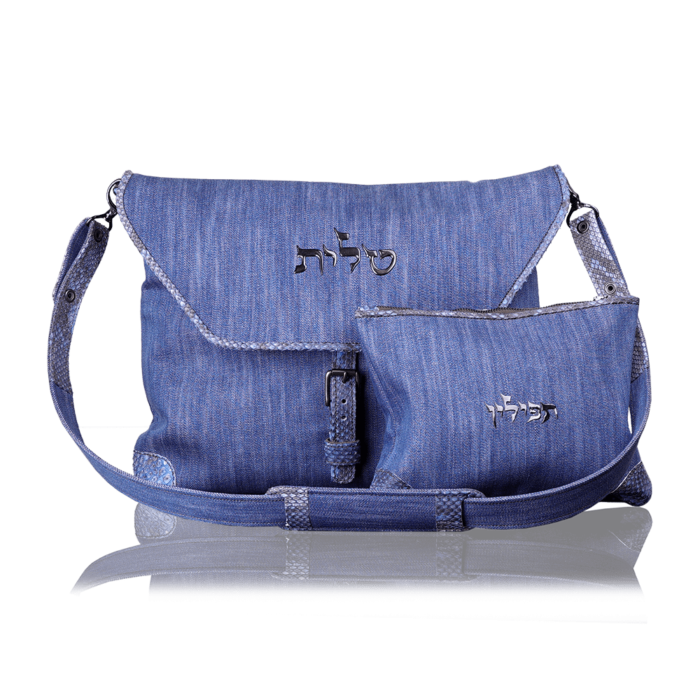 Set "Tzfat" for Tallit and Tefillin made of denim