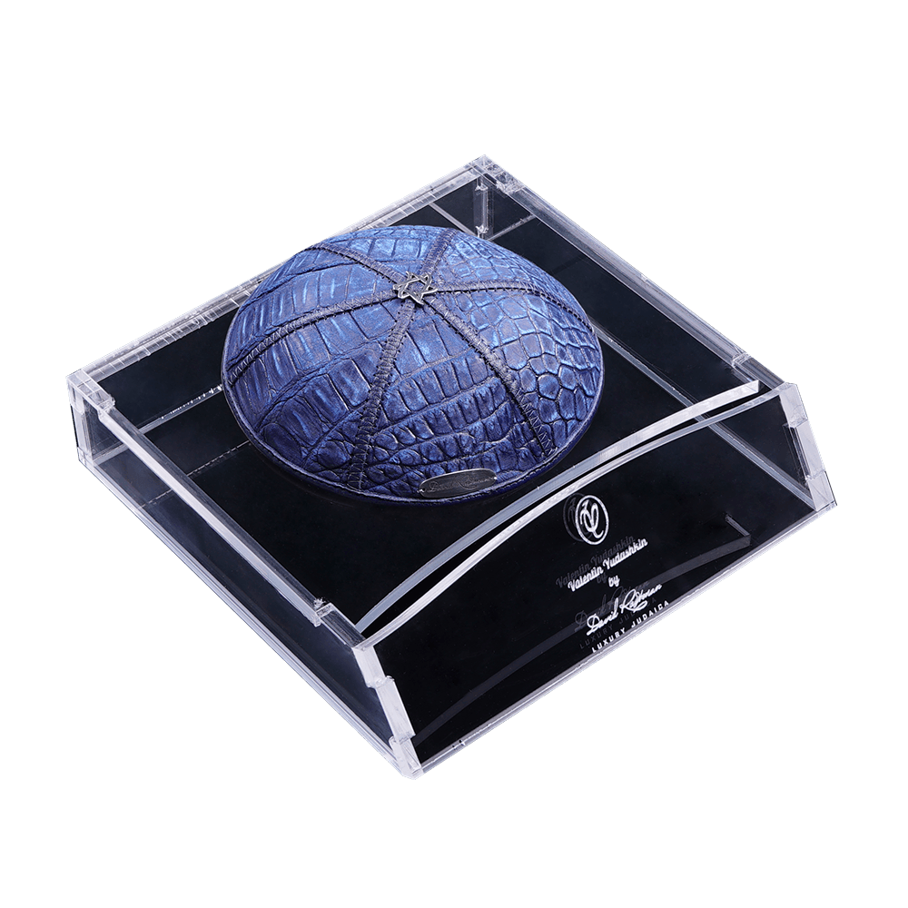 Kippah “Modern” Blue crocodile David Star, Valentin Yudashkin by David Roytman