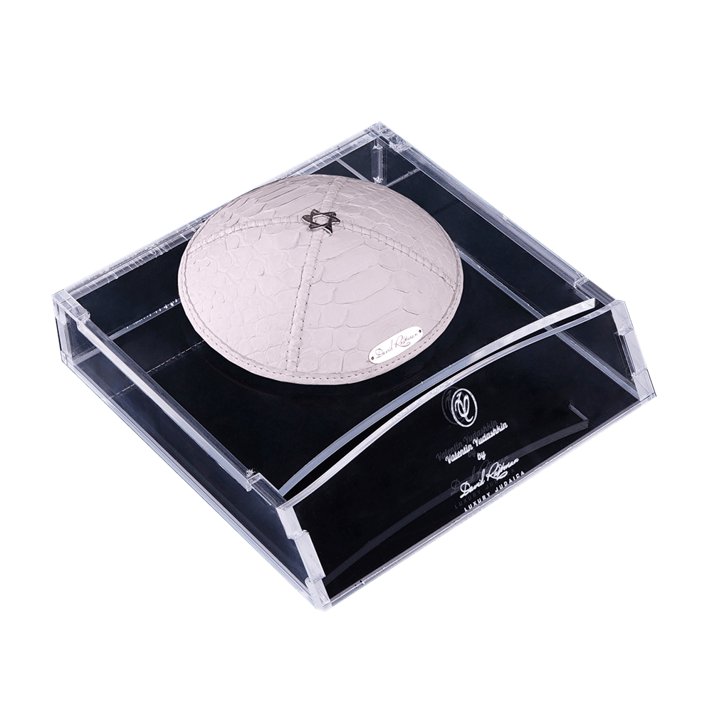 Kippah "Classic" made of white python with star of David, Valentin Yudashkin by David Roytman